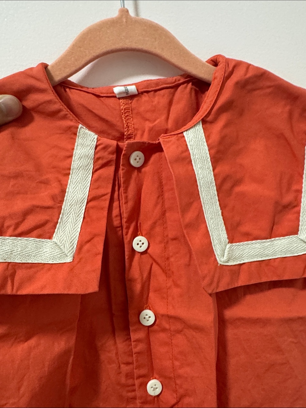 Toddler Orange Sailor Romper - Classic Cotton One-Piece - Picture 3 of 3